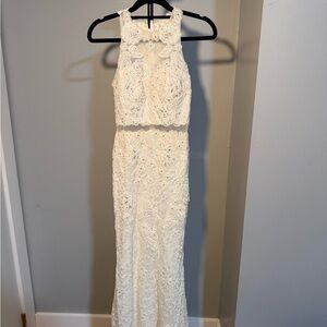 Lace High-Neck Wedding Dress in Ivory